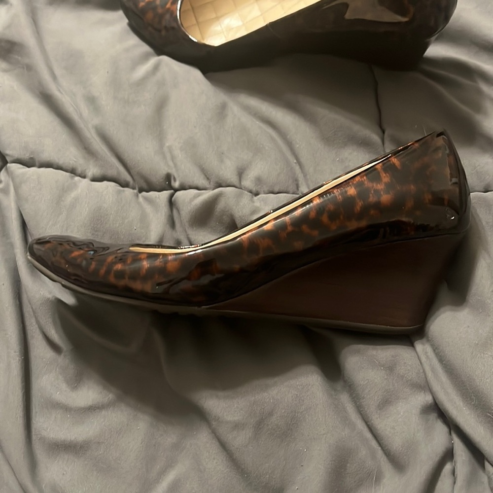 Cole Haan Patent Leather Leopard Wedges - Picture 1 of 6